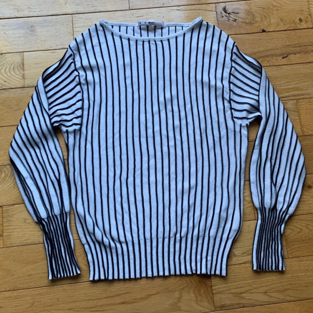 Cleo Striped Lightweight Sweater | Women’s XS | Puff Sleeve Knit Top